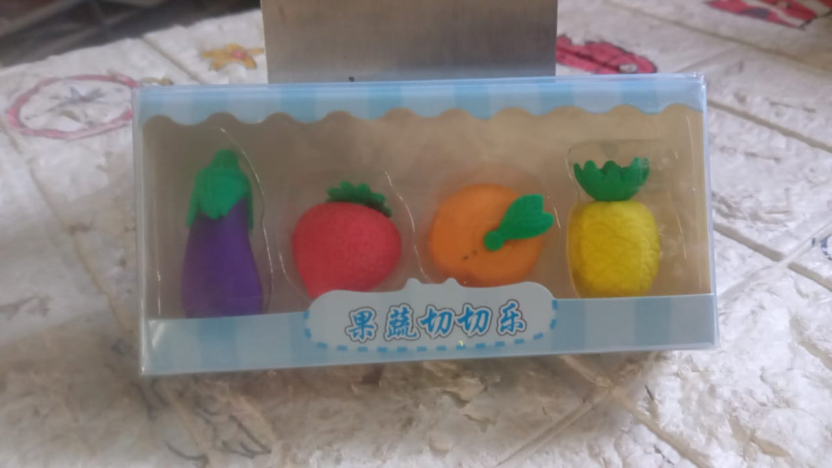 3D Fruits & Vegetables Erasers Set