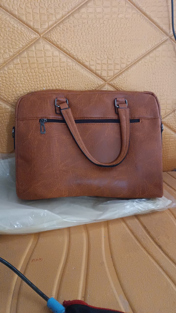 Faux Leather Messenger Briefcase