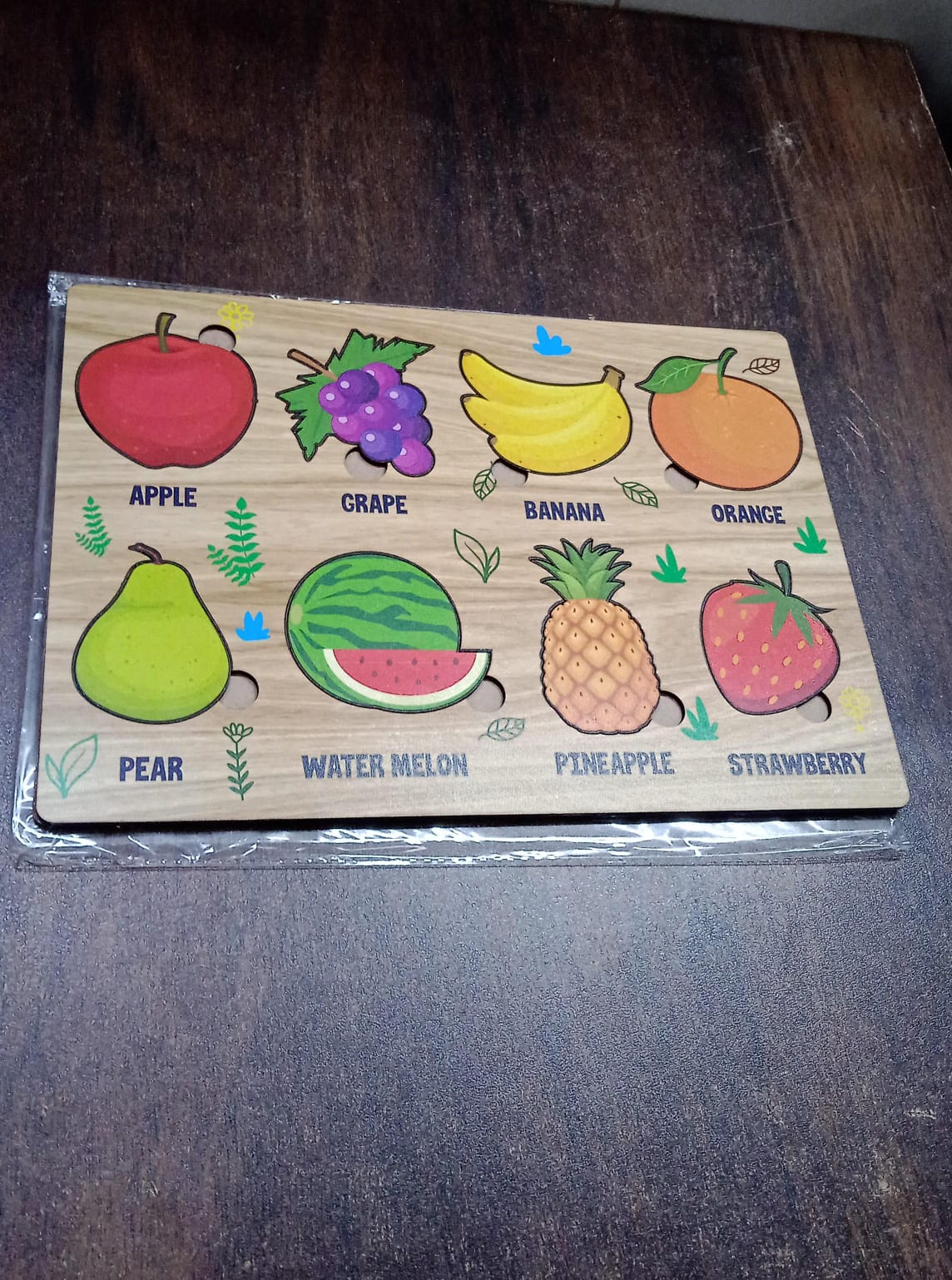 Wooden Fruits Puzzle Learning Educational Board