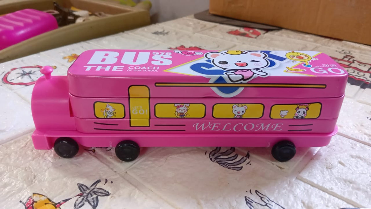 Metal Bus Compass Pencil Box