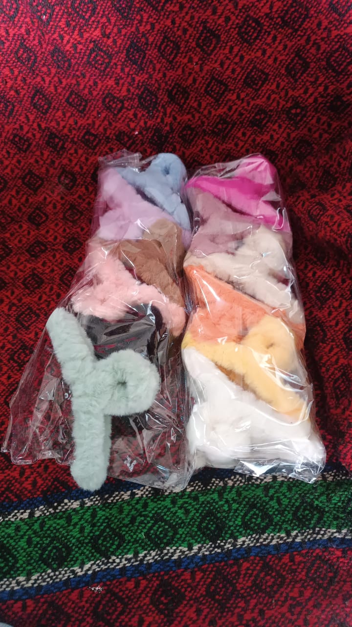 Large Plush Hair Claw Clip