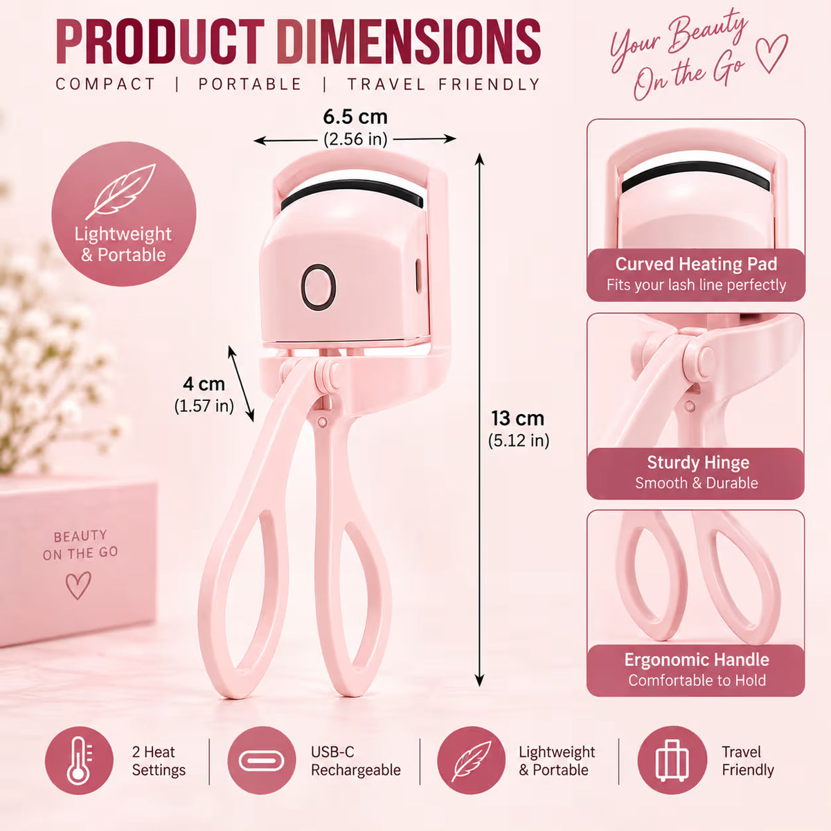Rechargeable Heated Eyelash Curler with USB Cable
