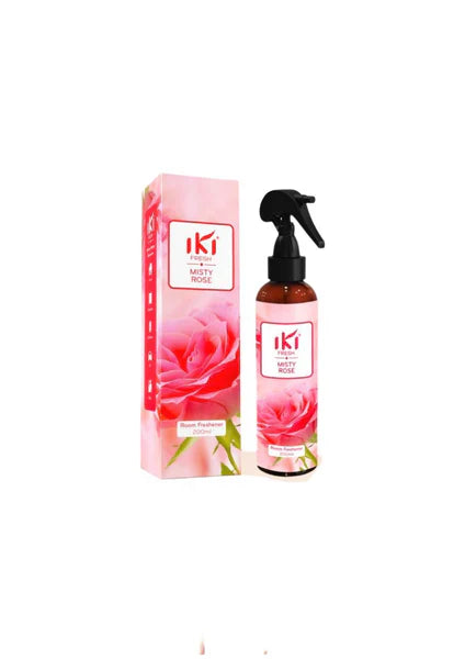 Room air freshener spray bottle with trigger sprayer and pink rose box