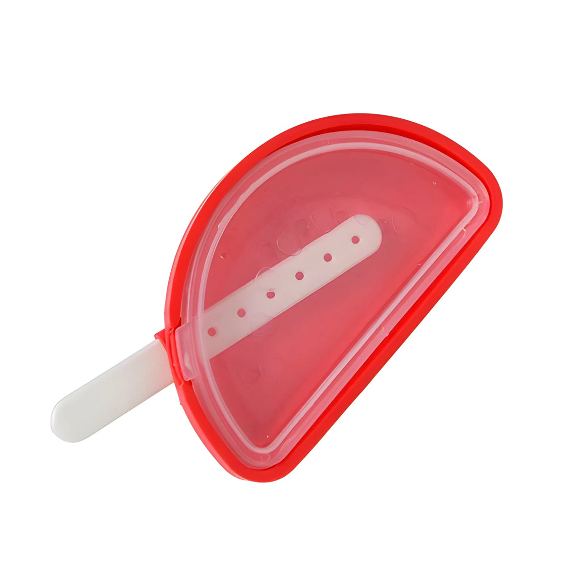 Watermelon popsicle mold, red translucent tray with white handle