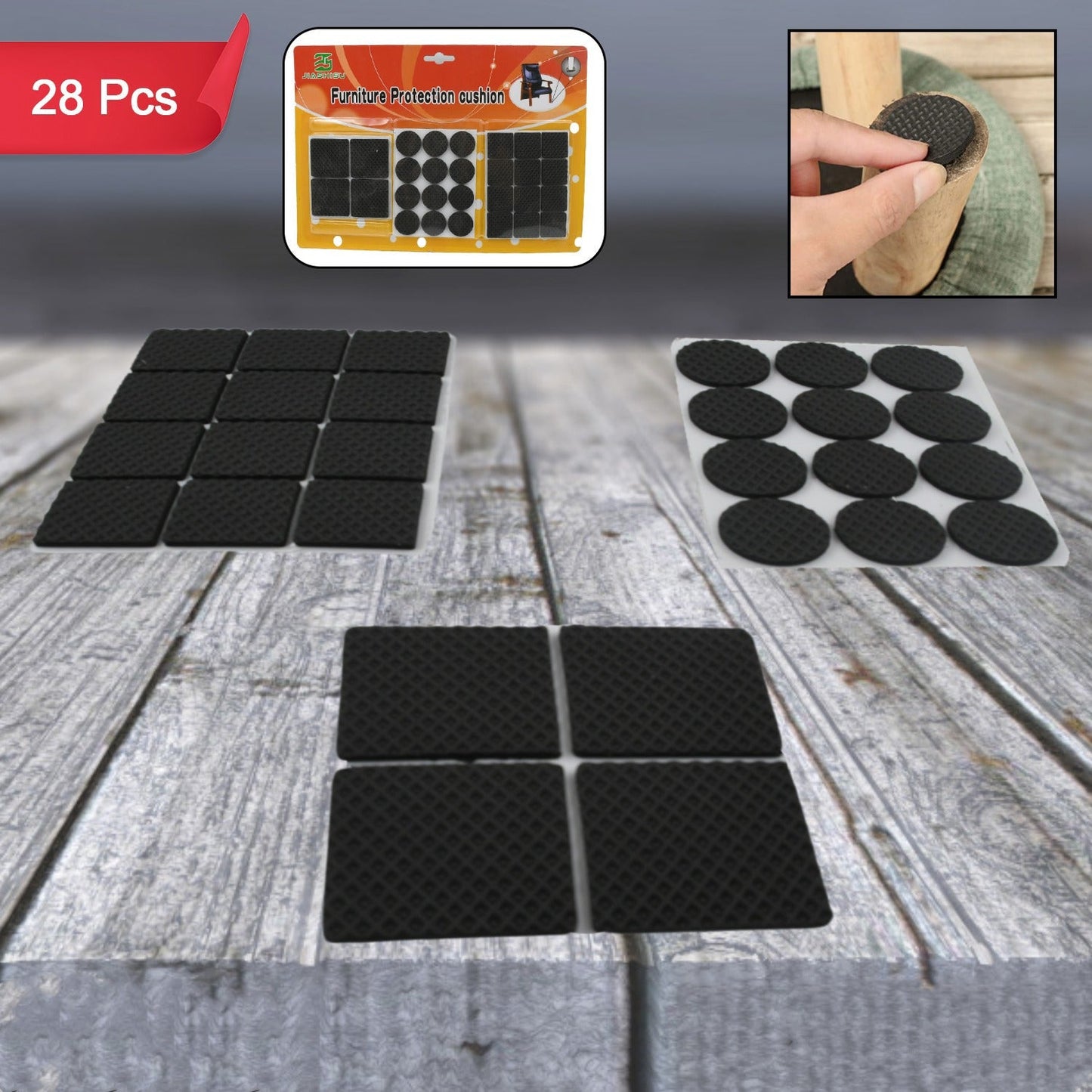 28 Pc Self-Sticking Rubber Furniture Pads