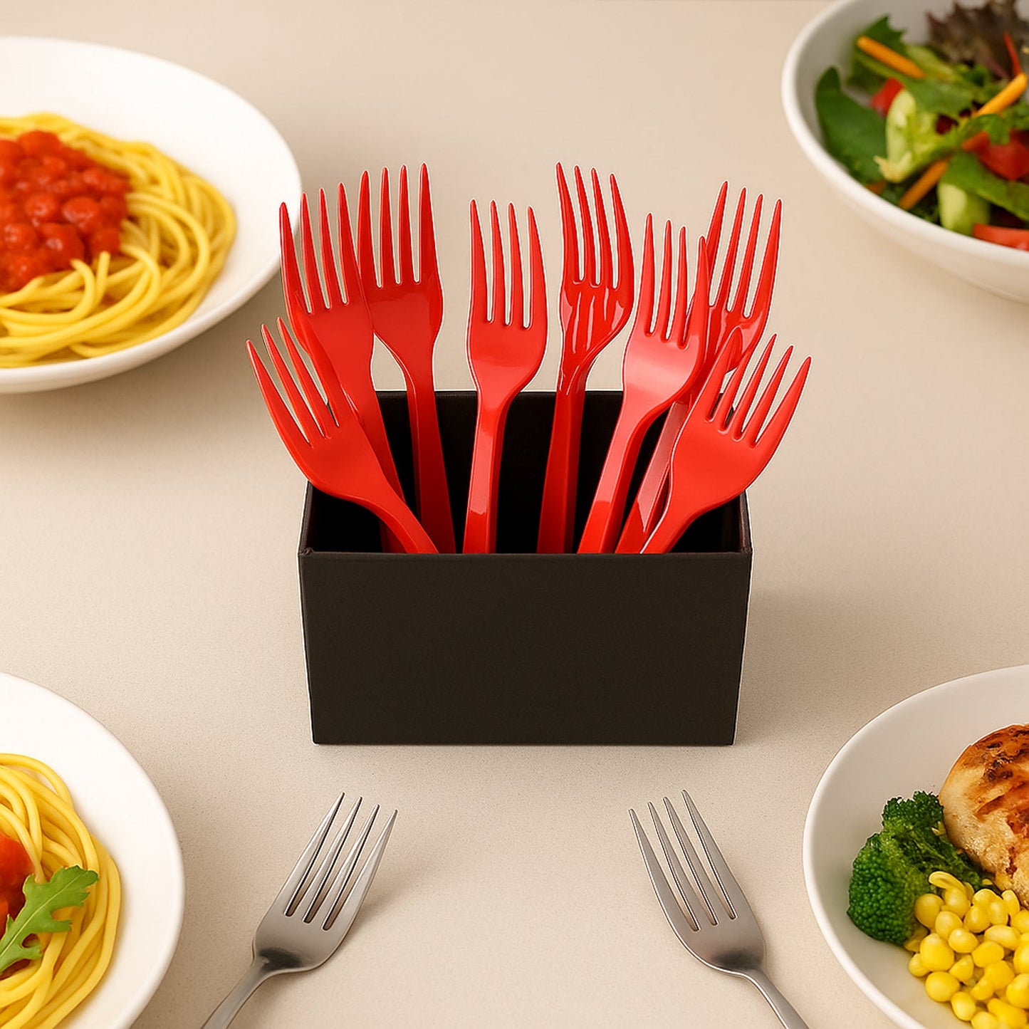 Red Plastic Forks