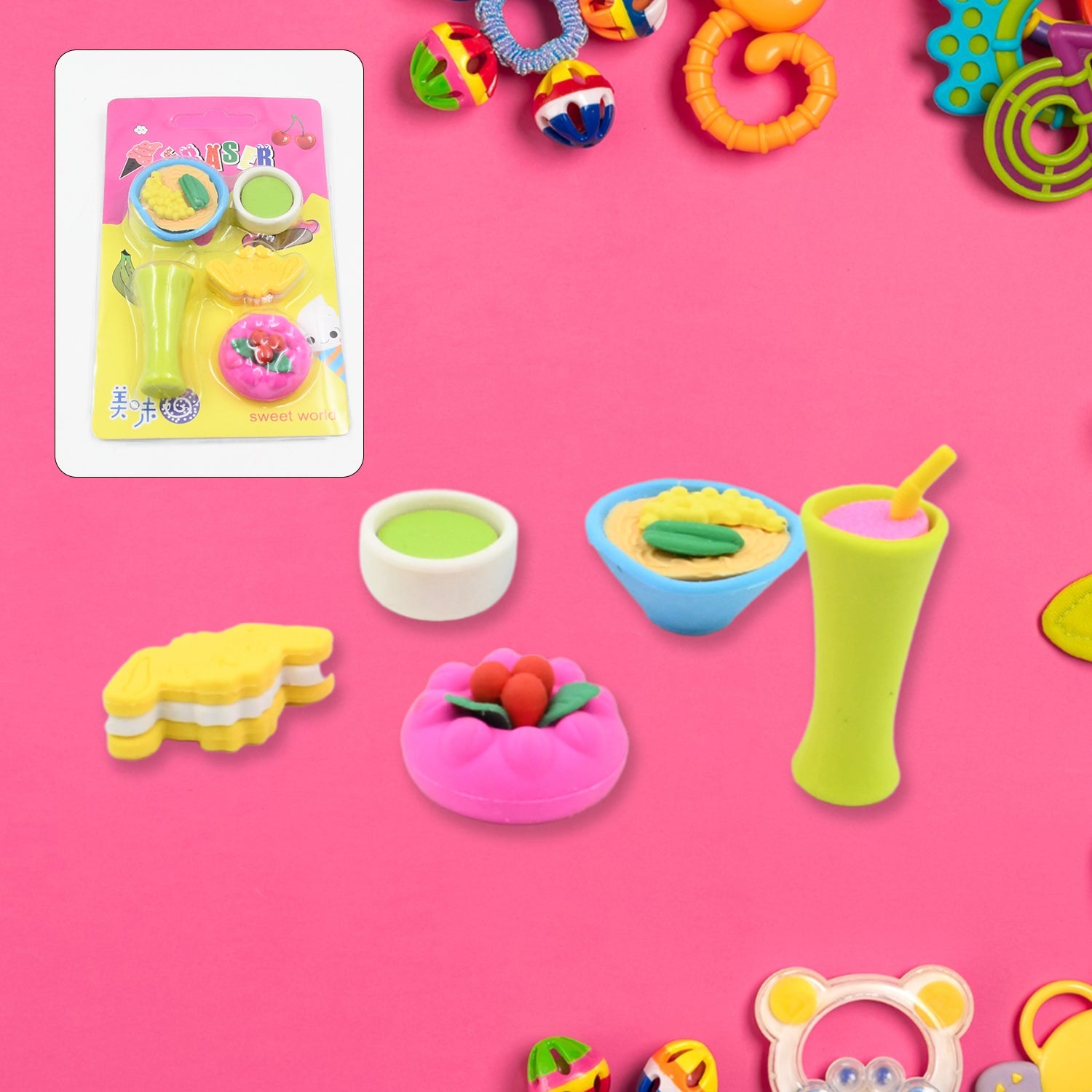 Fruit Shape Erasers Set