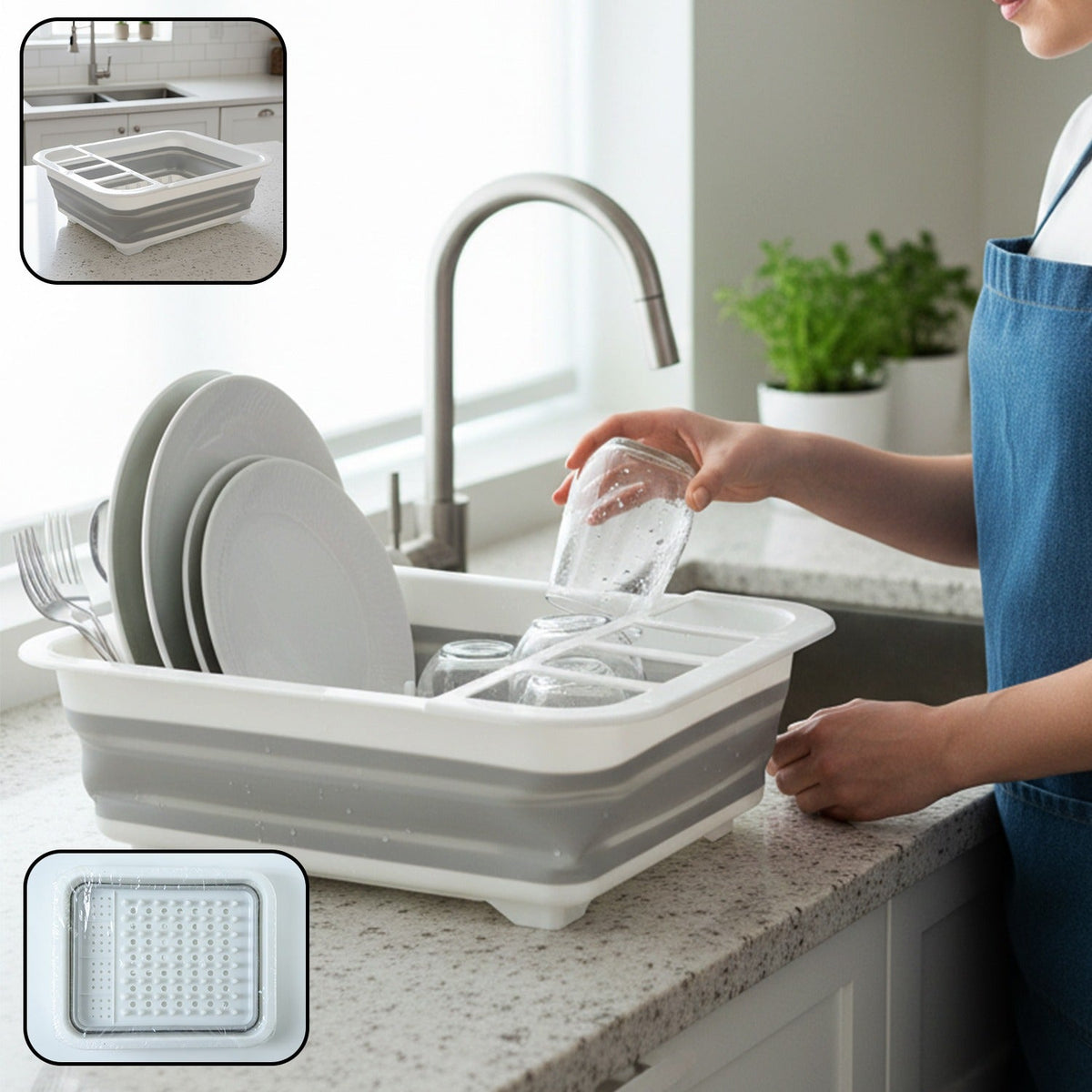 Collapsible Folding Silicone Dish Drying Drainer Rack