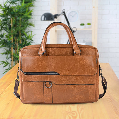 Faux Leather Messenger Briefcase