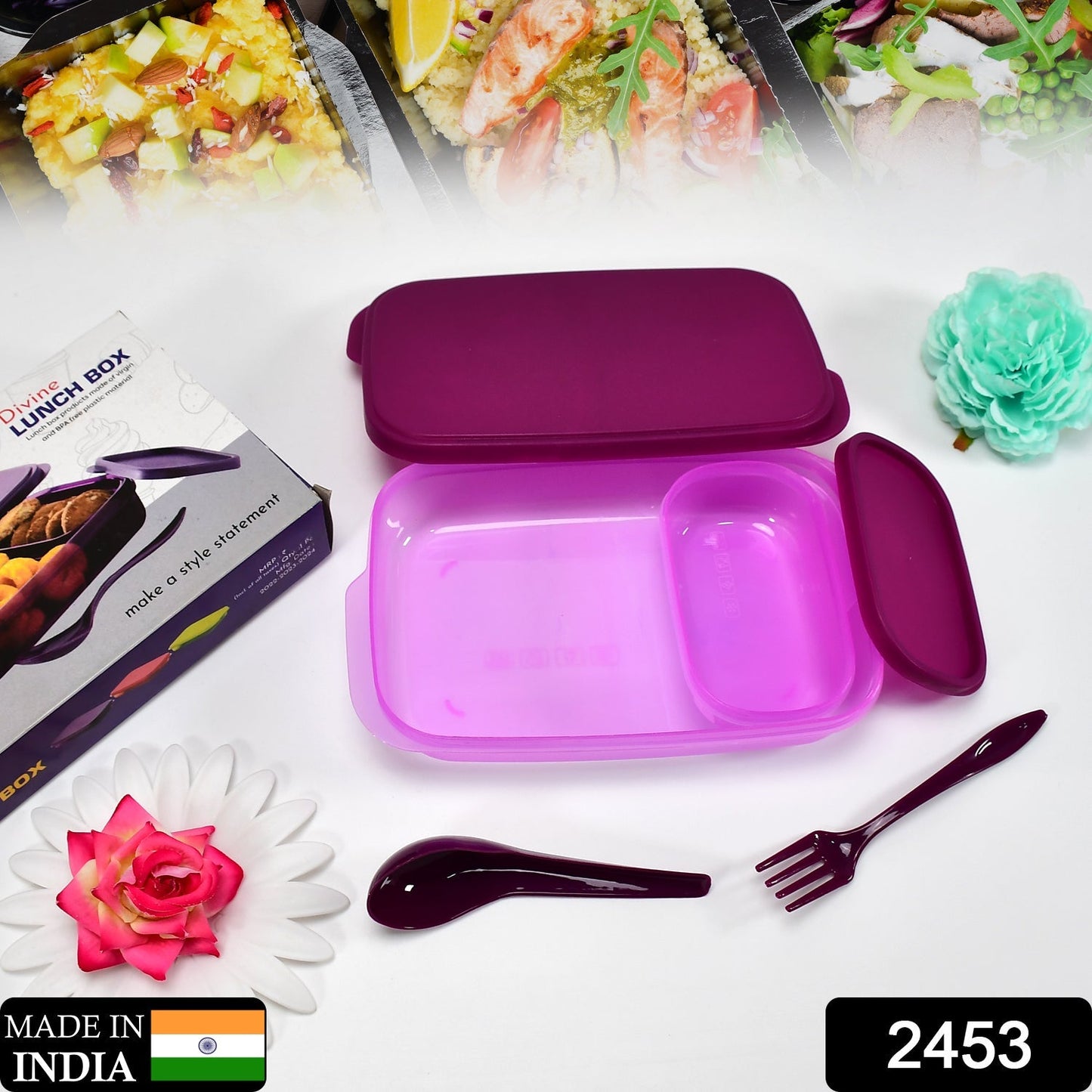 BPA-Free Plastic Lunch Box Set with Spoon