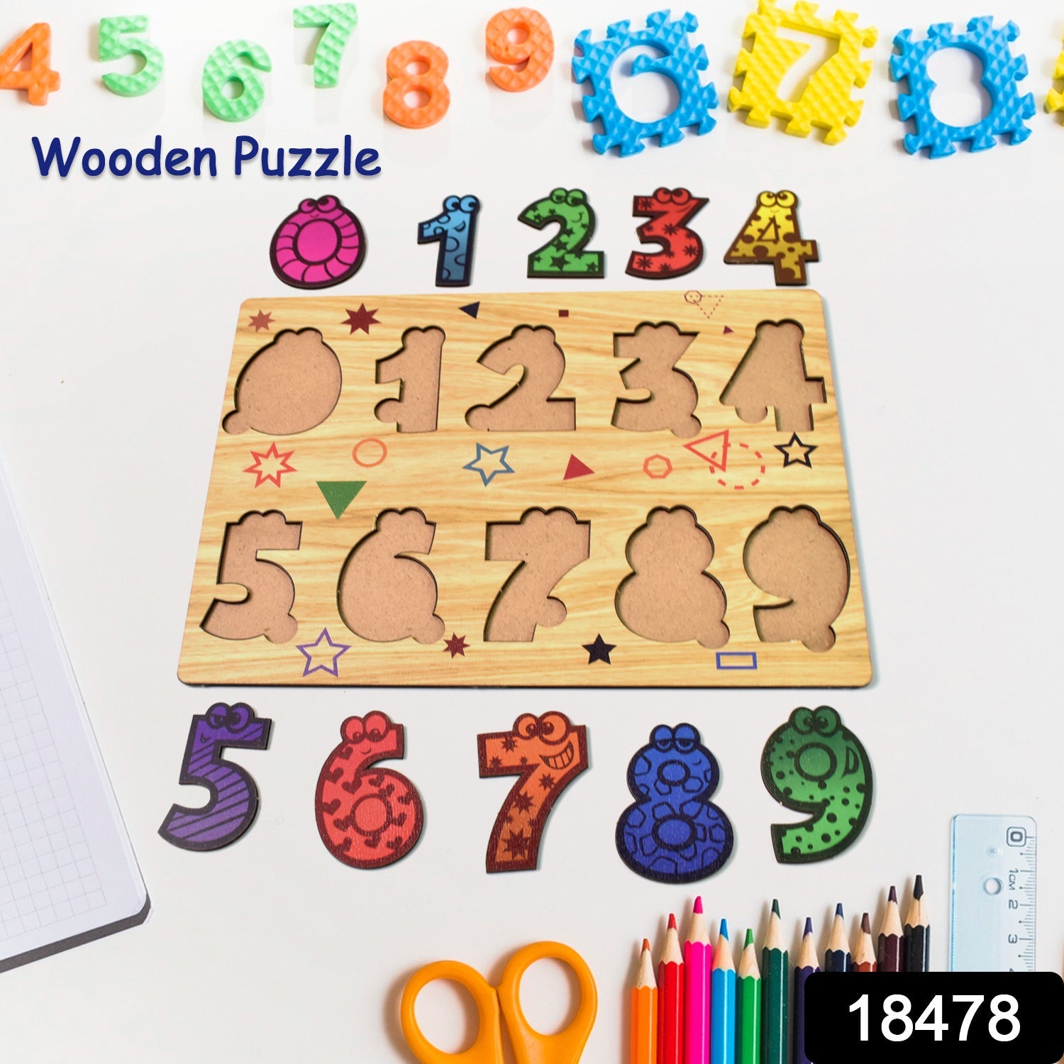Wooden Number Puzzle Learning Board