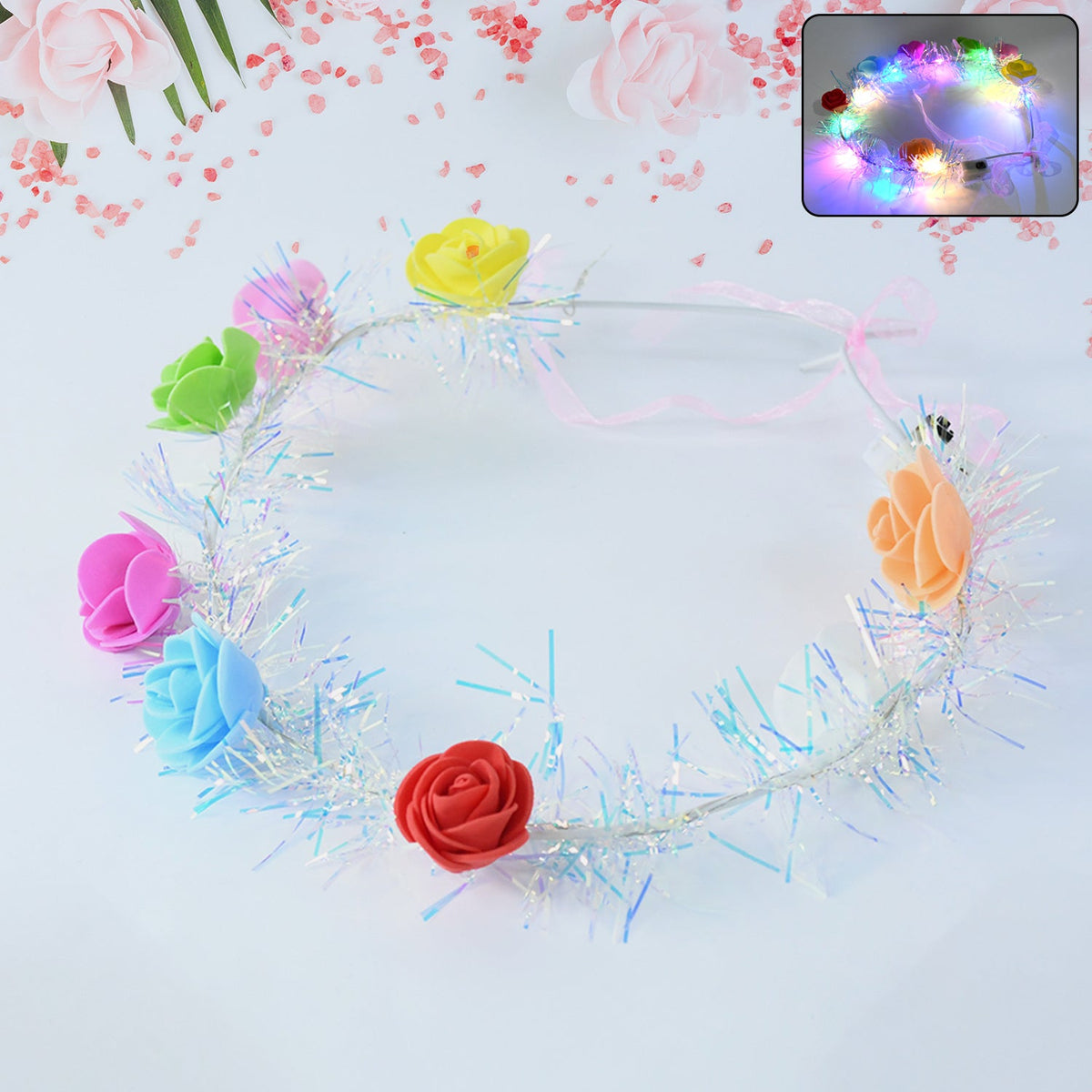 LED Rose Flower Headband – 1 Pc