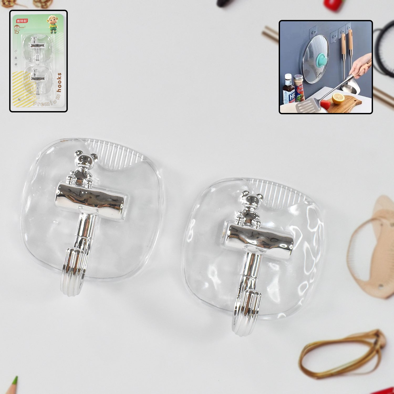 Large Adhesive Wall Hooks