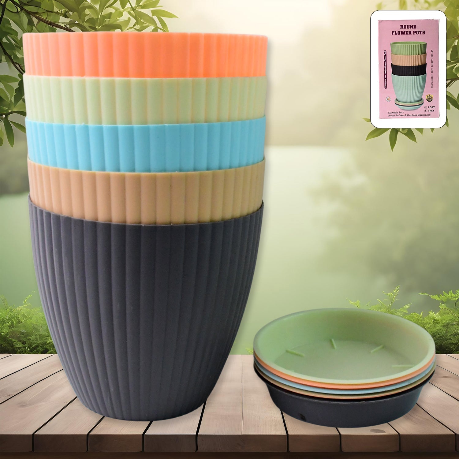 Plastic Flower Pot With Bottom Tray