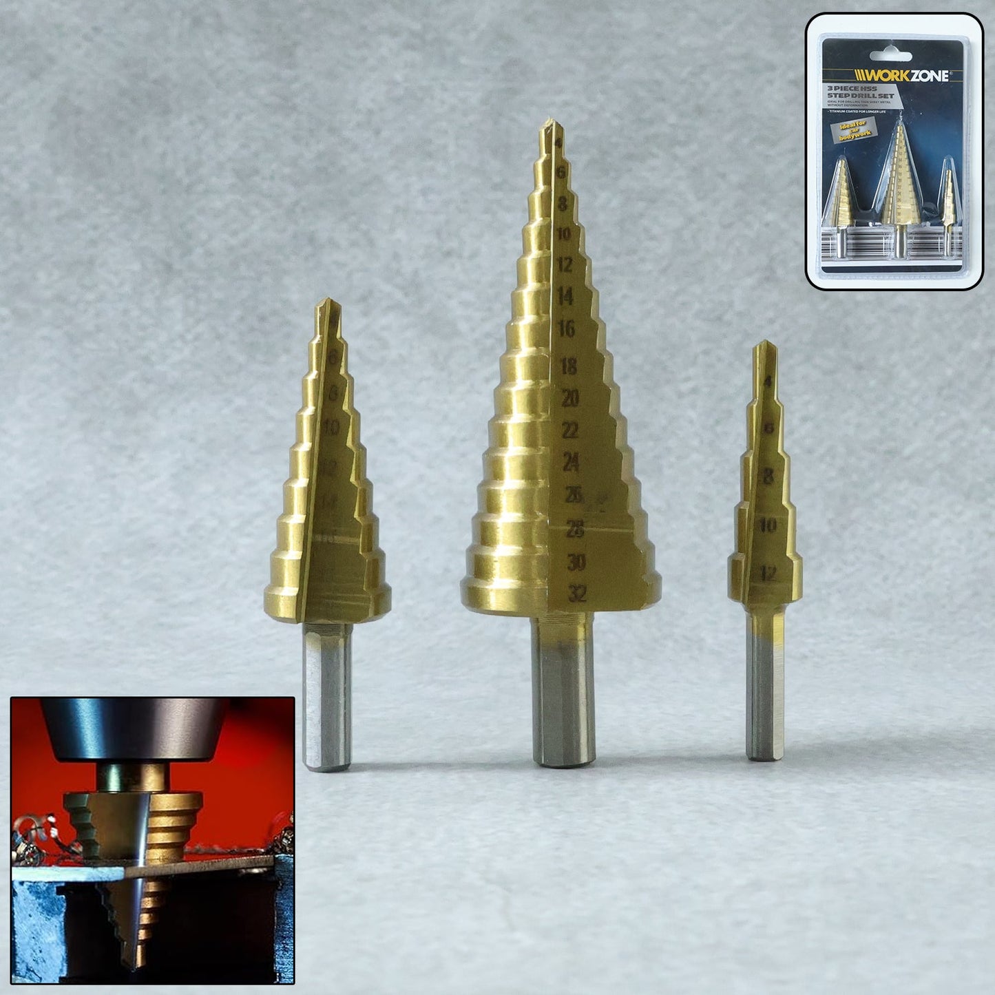 Titanium Step Drill Bit Set