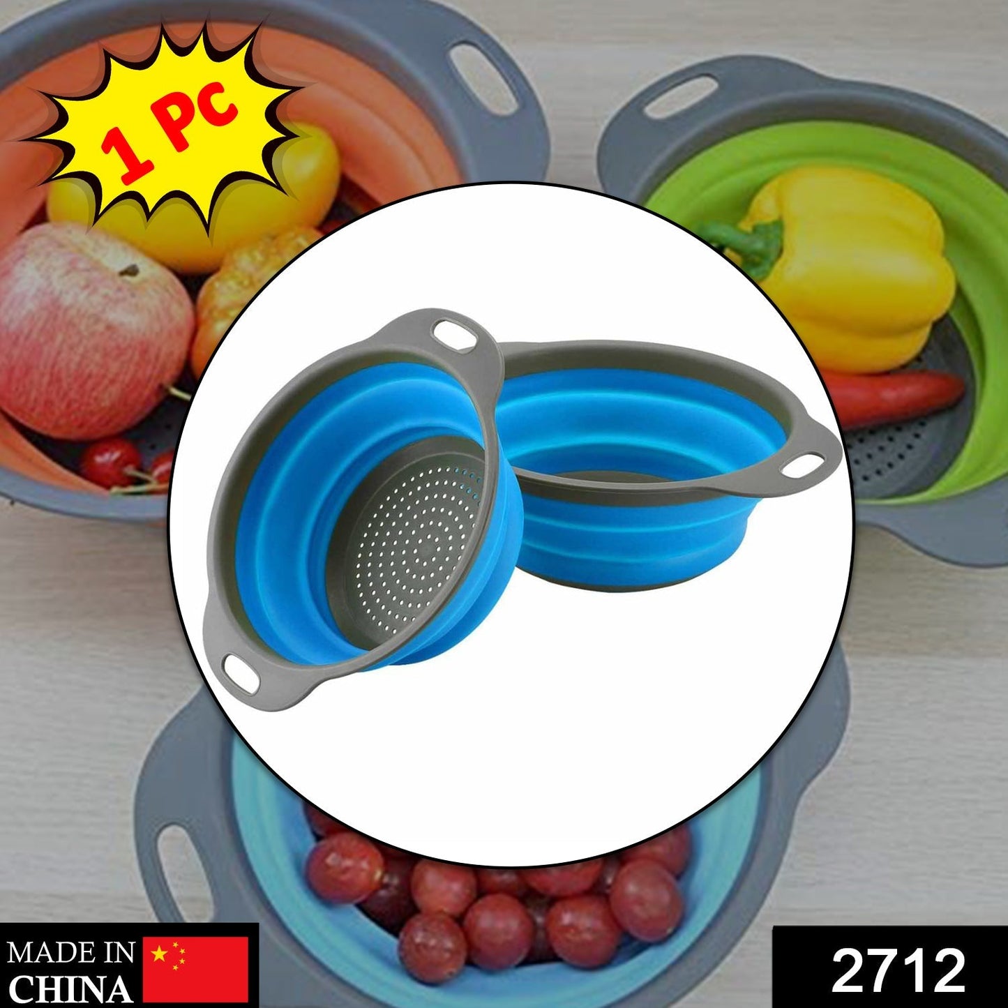 Foldable Round Silicone Strainer