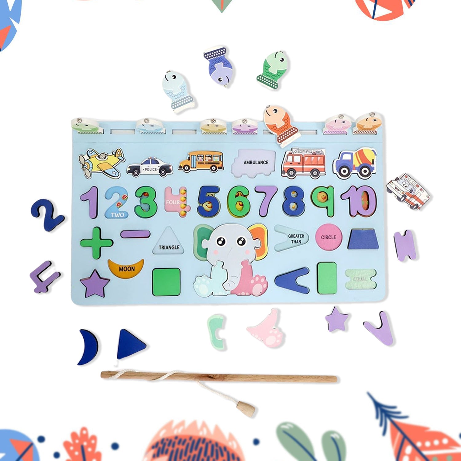 Wooden Number Puzzle Board