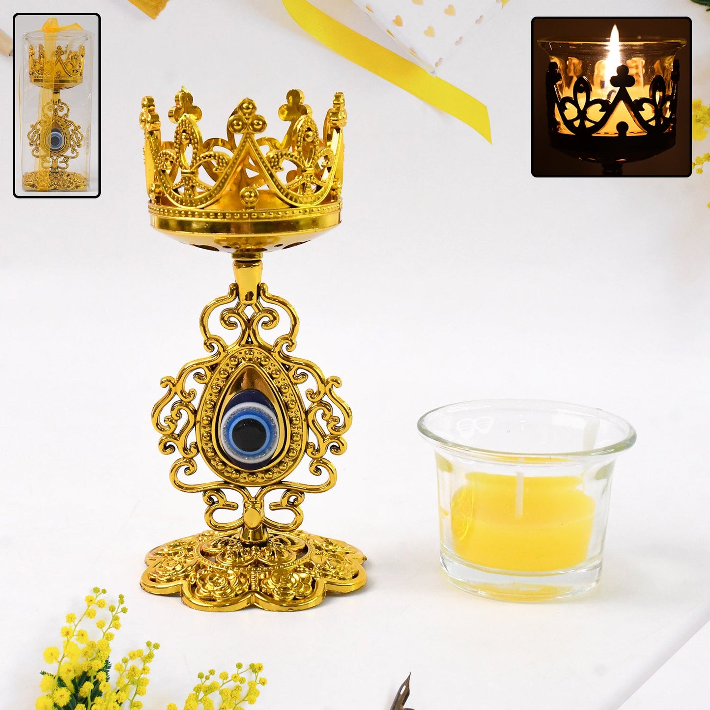 Golden Flower Candle Holder