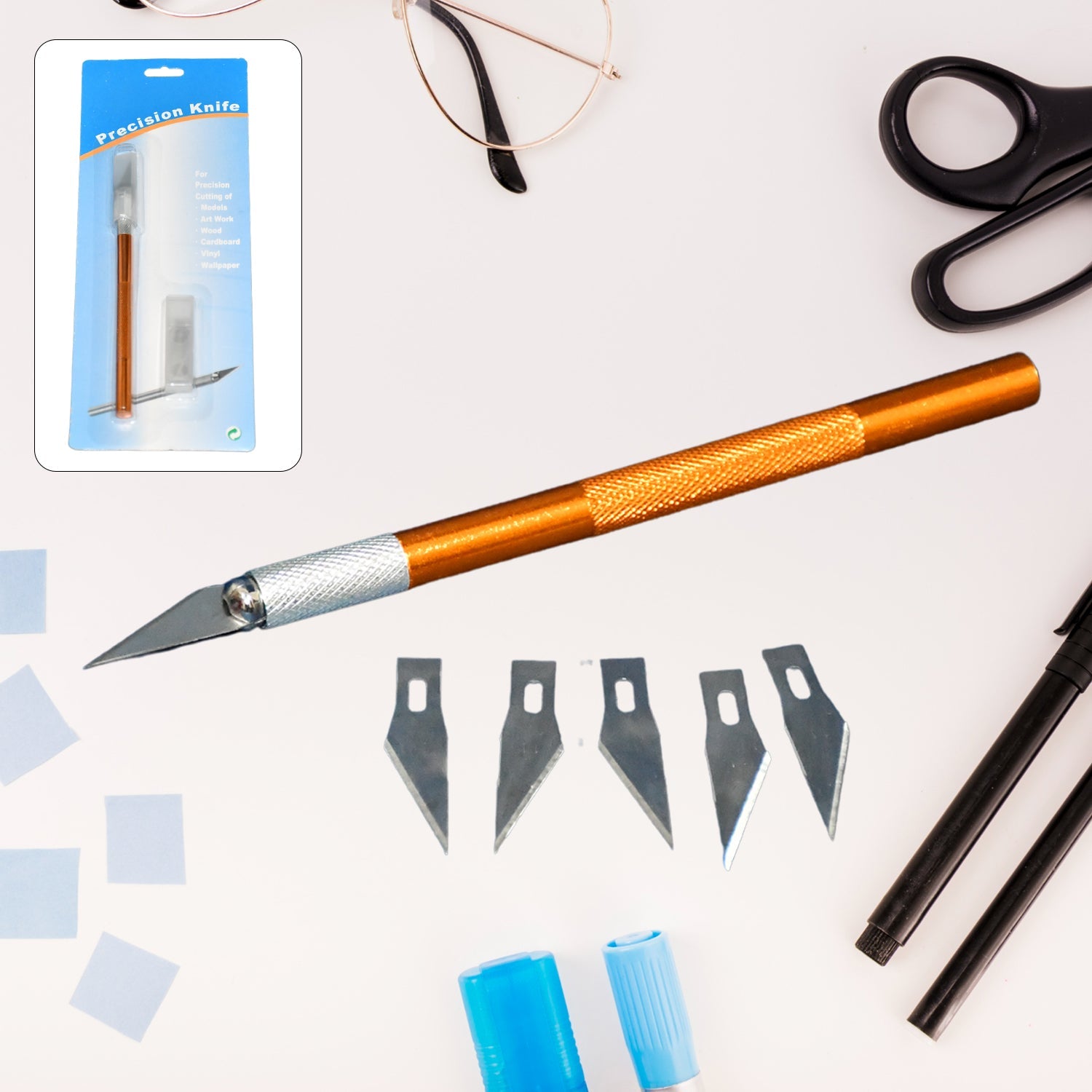 Precision Craft Knife Set with 5 Extra Blades