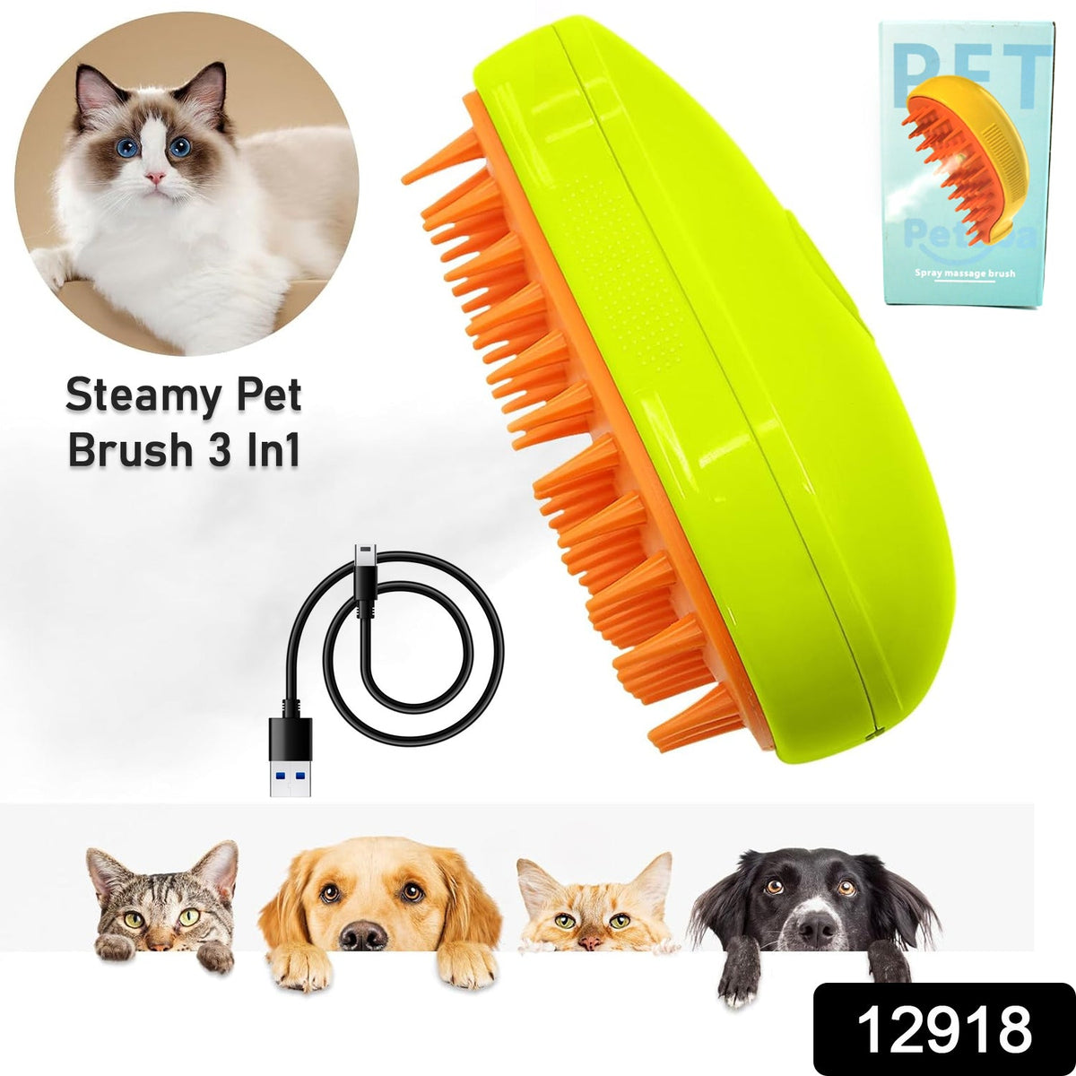 Steam-Powered Pet Grooming Brush