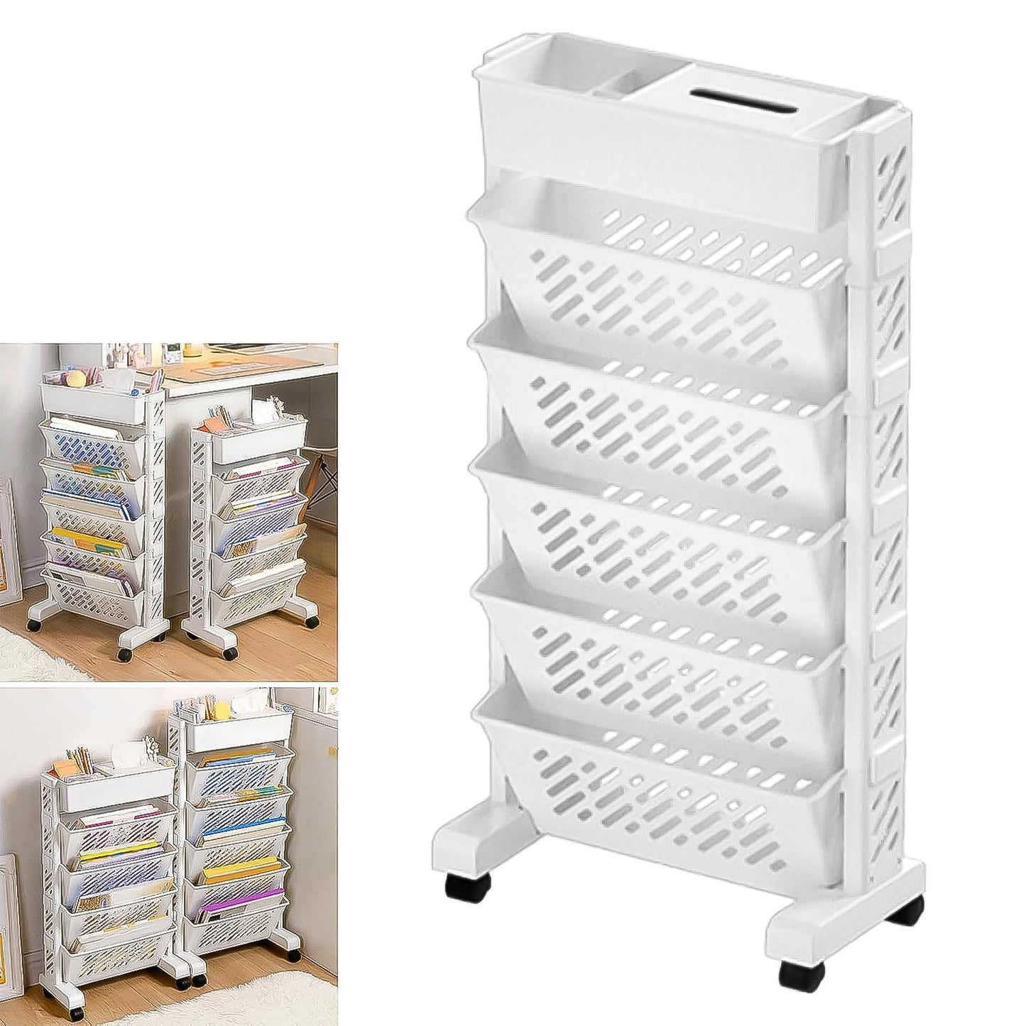 Rotating Mobile Bookshelf Organizer