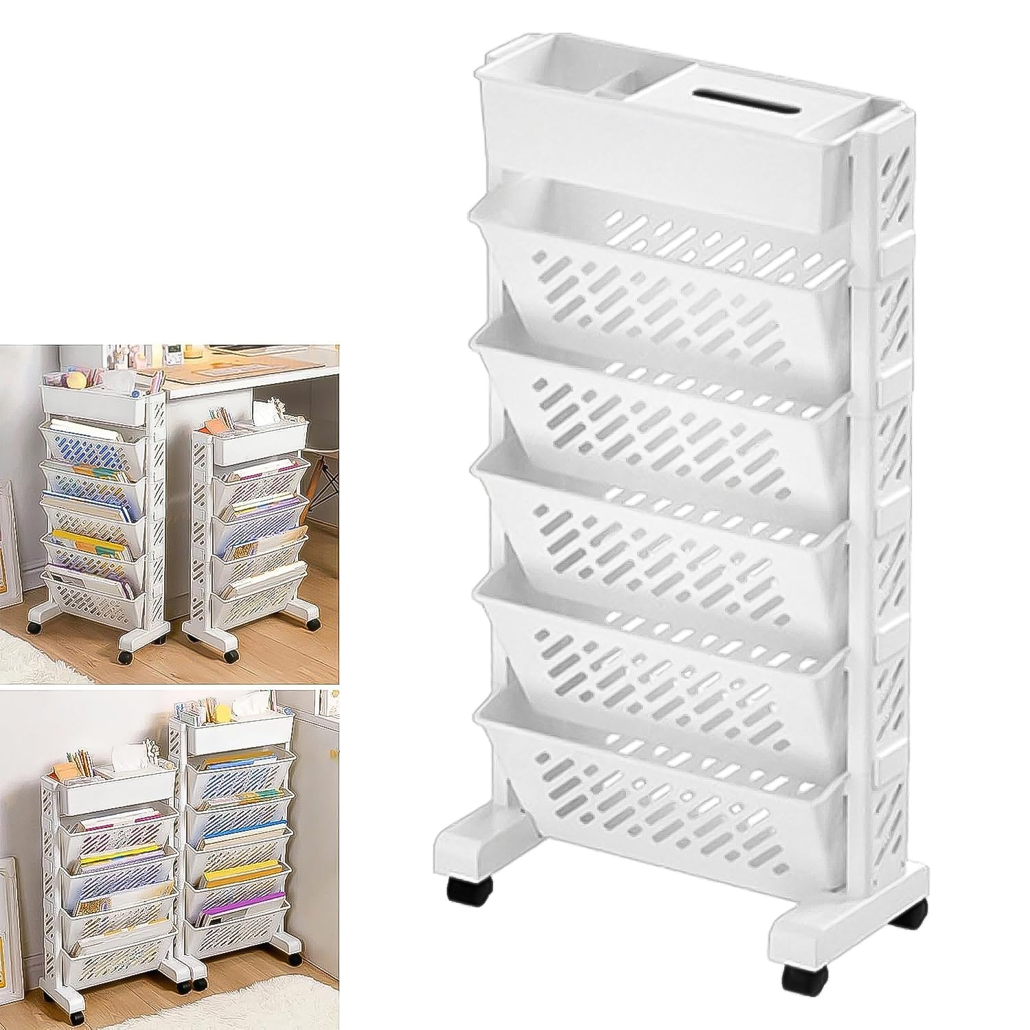 Rotating Mobile Bookshelf Organizer