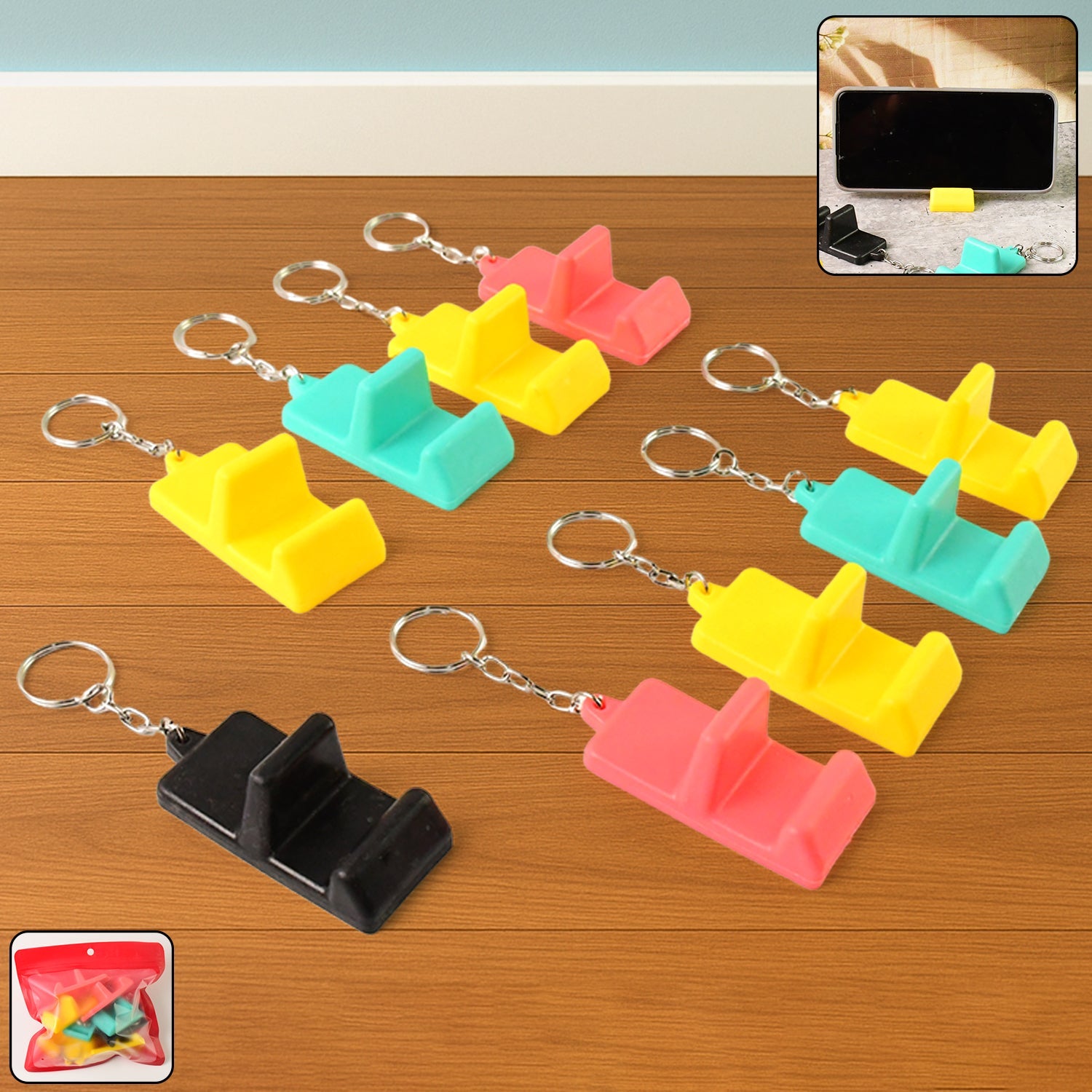 2-in-1 Mobile Stand Keychain (9 Pcs)