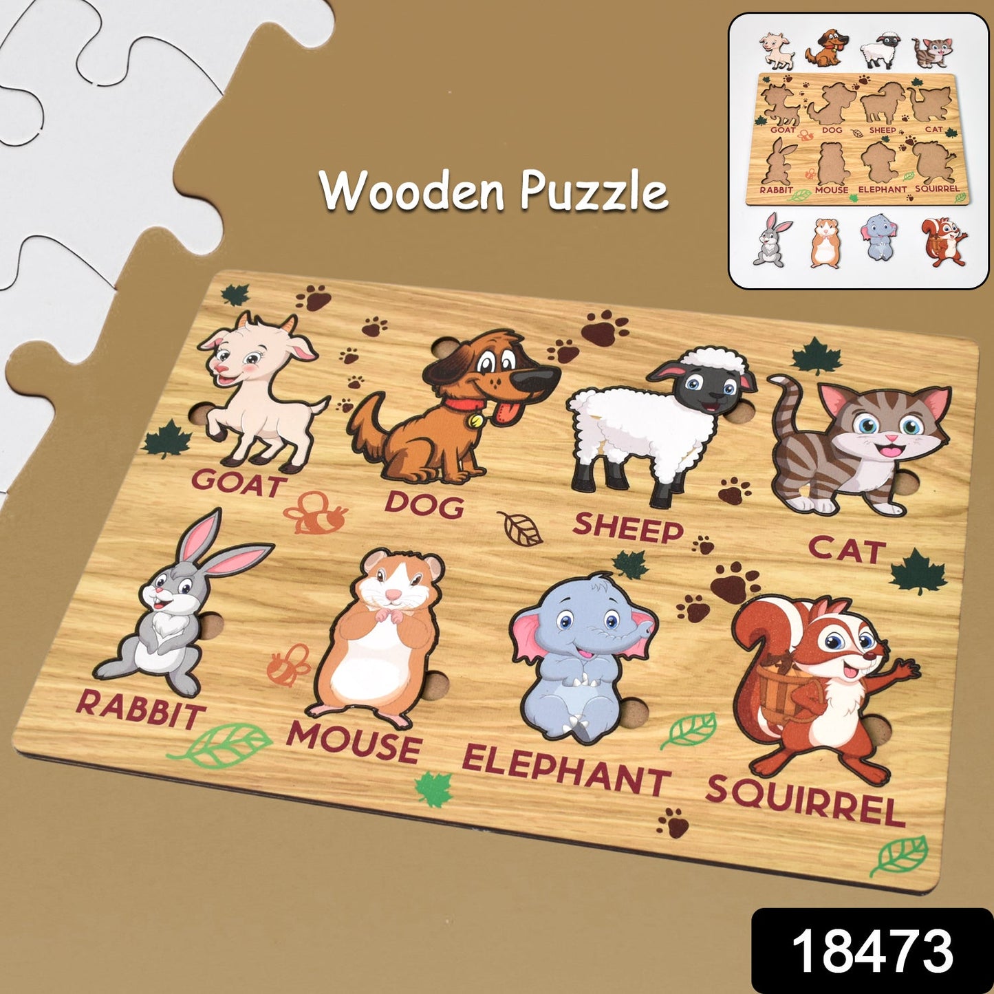 Wooden Animal Puzzle Board