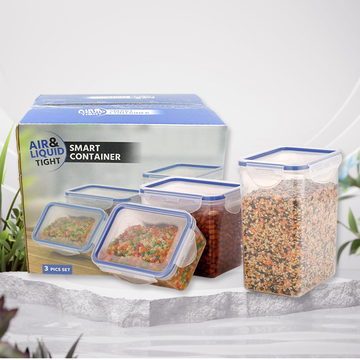 Rectangular Plastic Food Storage (Set Of 3 )