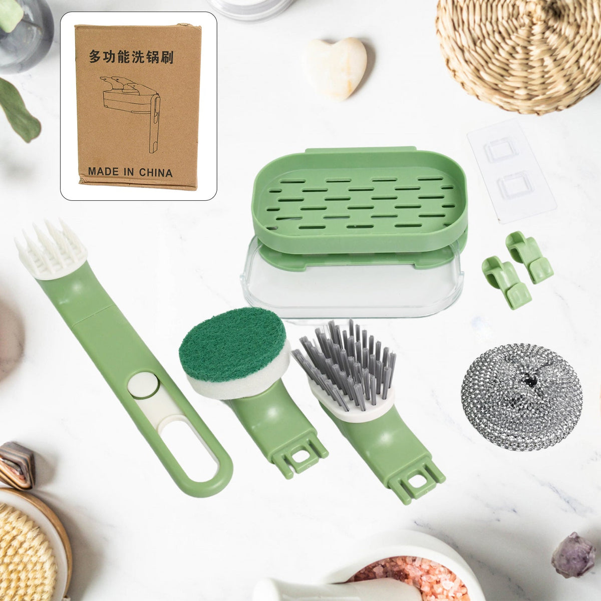 Long-Handle Dish Brush Set