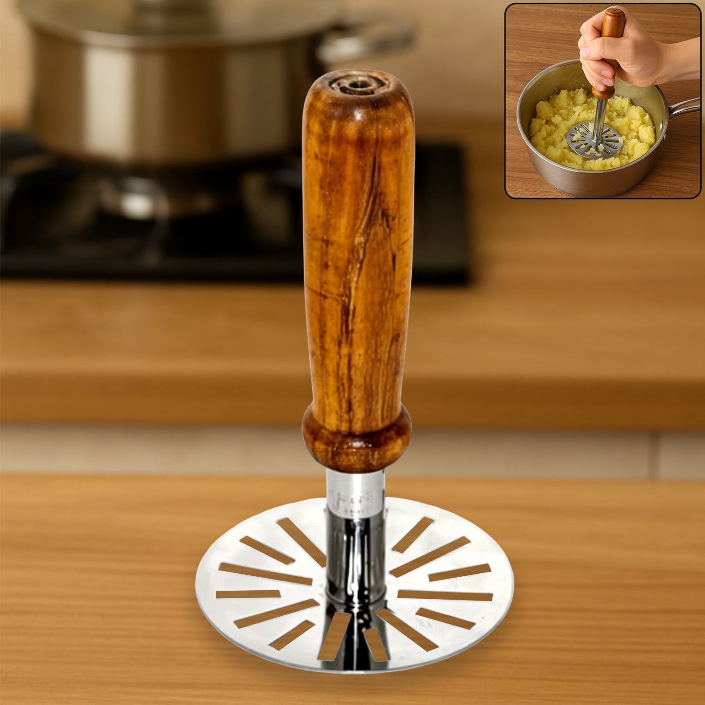 Wooden Paubhaji Masher