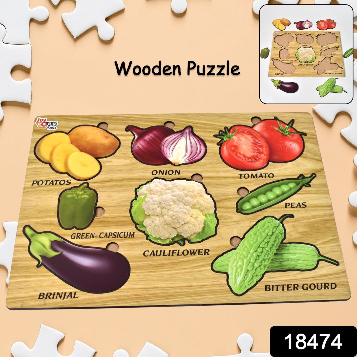 Wooden Vegetable Puzzle Board