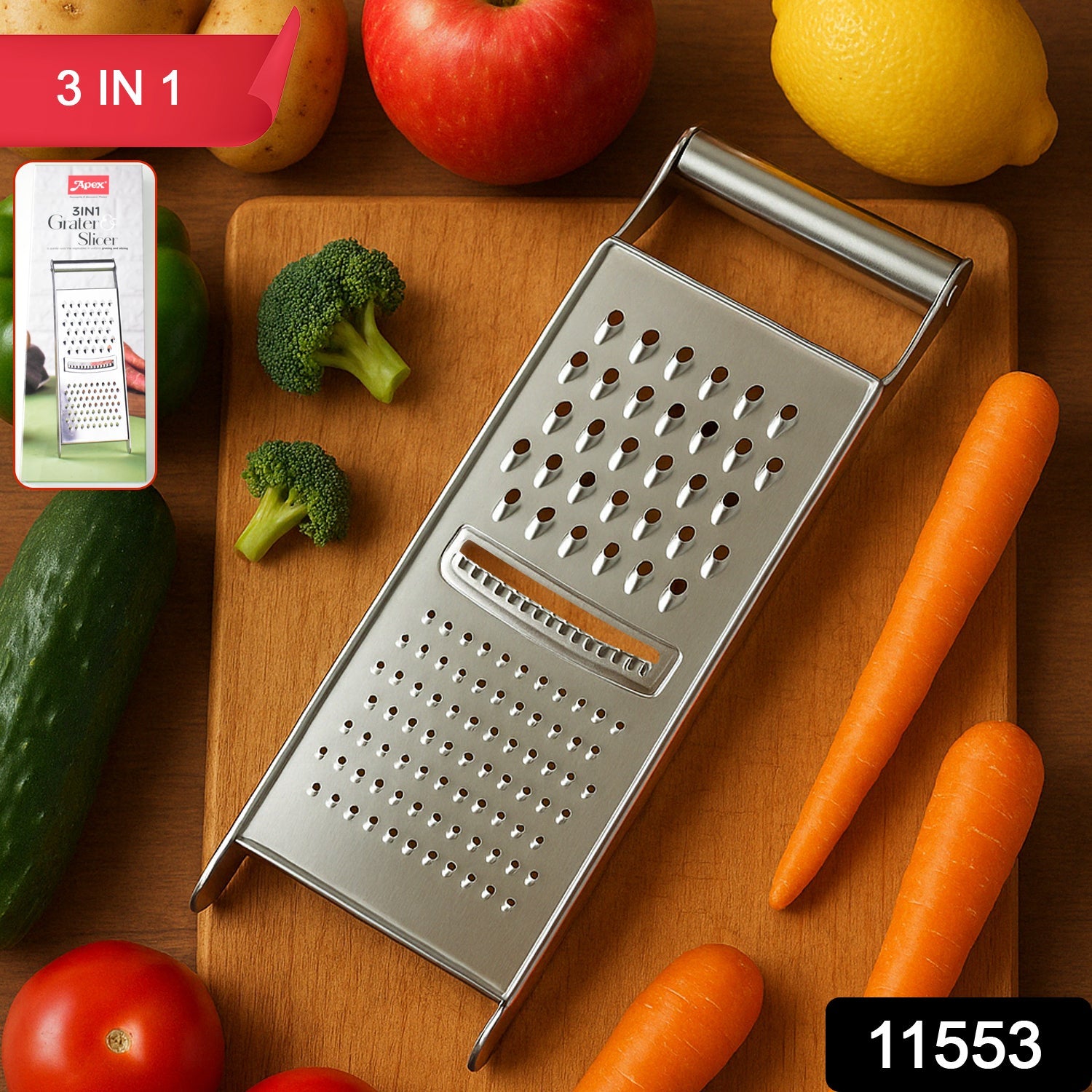 Stainless Steel Grater  Slicer (3 In 1)
