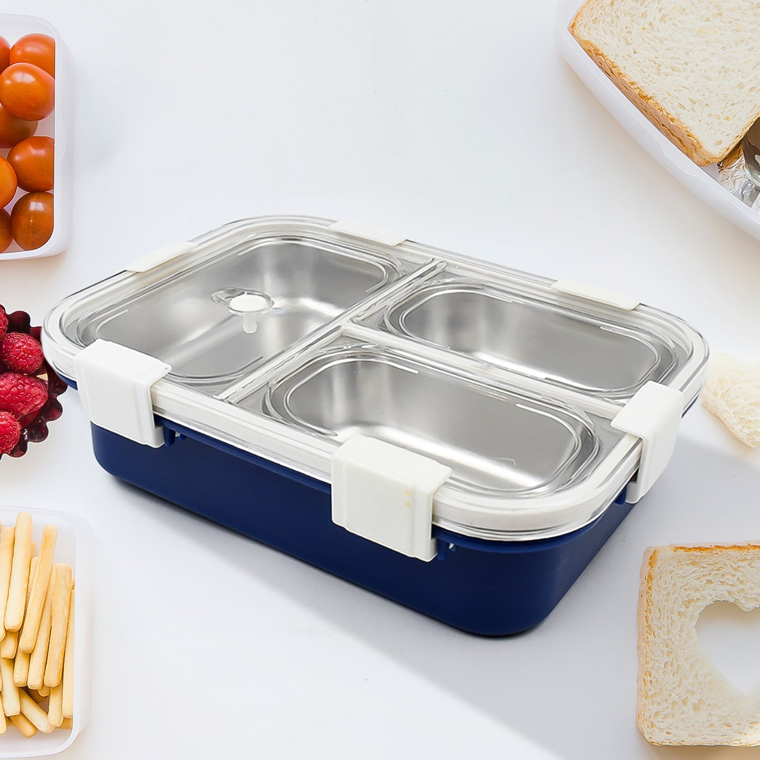 3-Compartment Stainless Steel Lunch Box