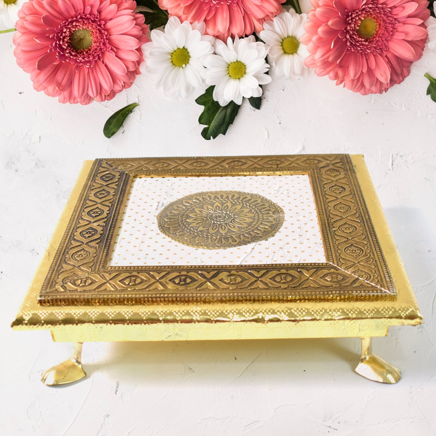 Golden - Square Pooja Chowki