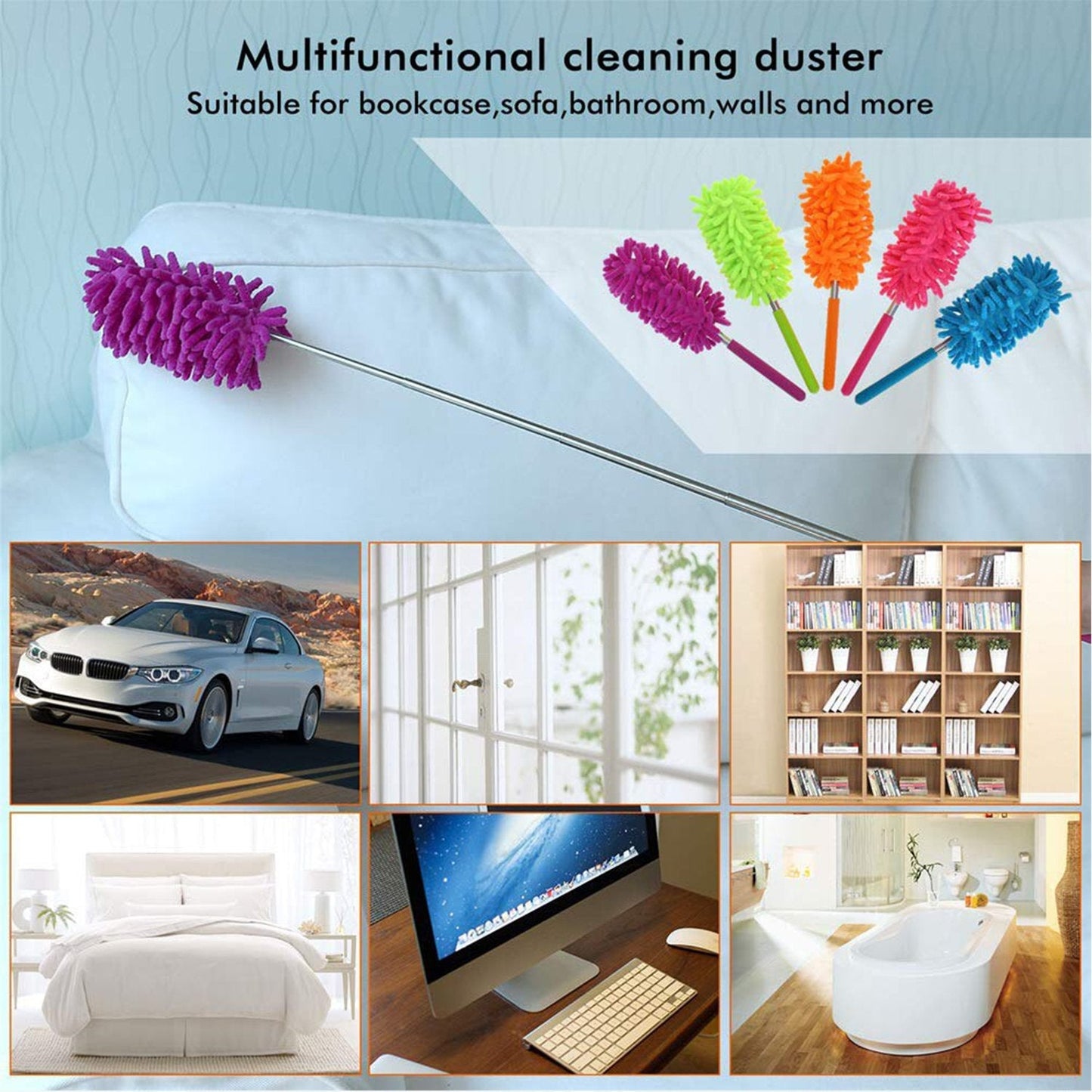 Microfiber Cleaning Duster with Handle