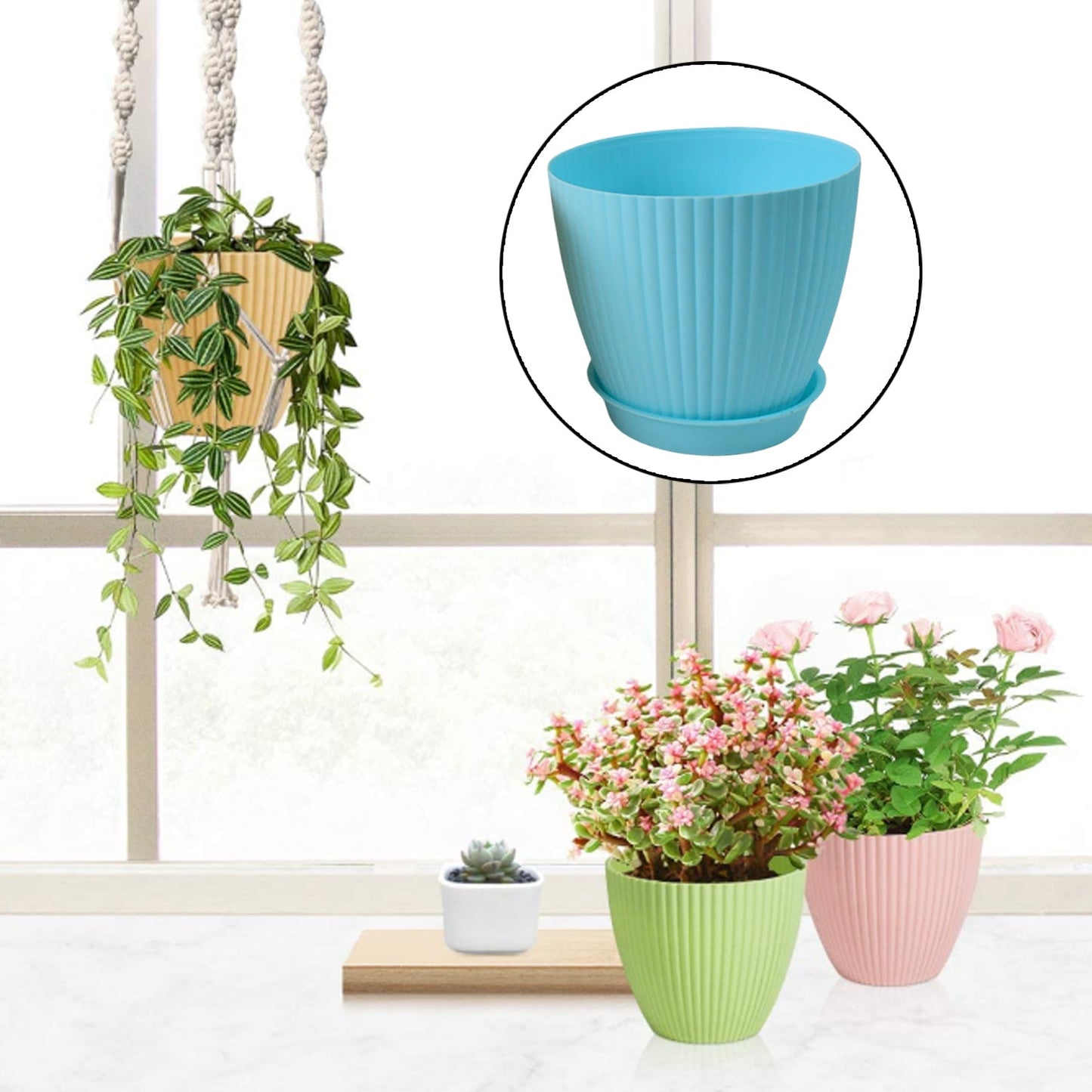 Plastic Flower Pot With Bottom Tray
