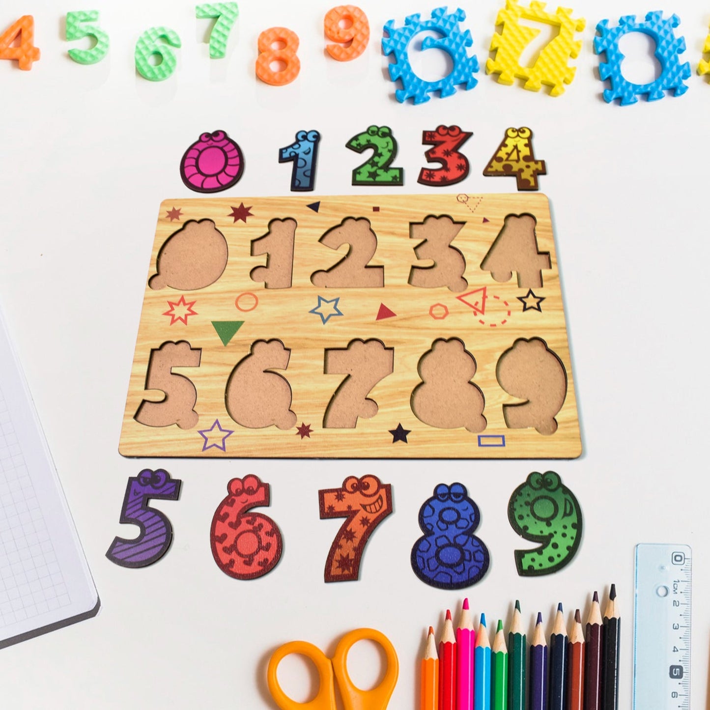 Wooden Number Puzzle Learning Board