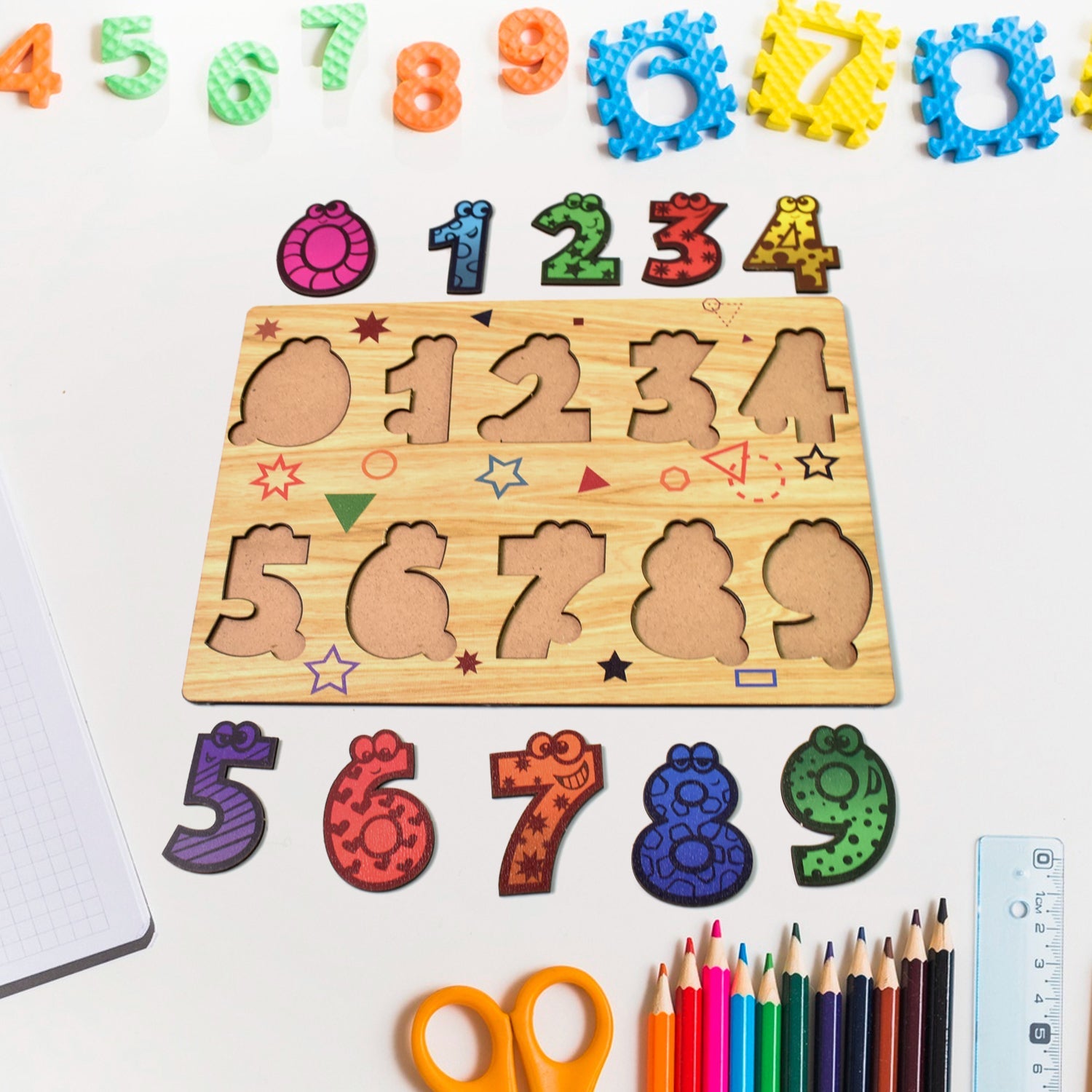 Wooden Number Puzzle Learning Board