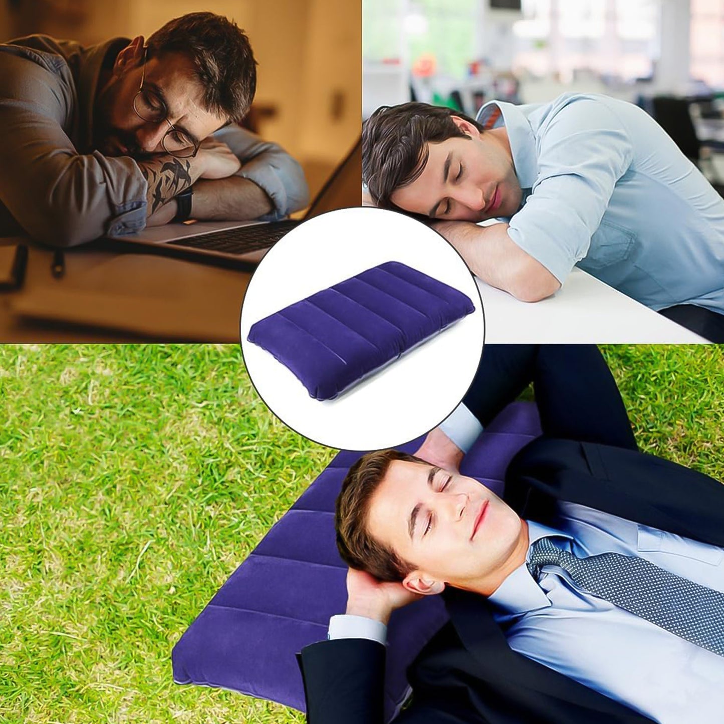Inflatable Velvet Travel Pillow