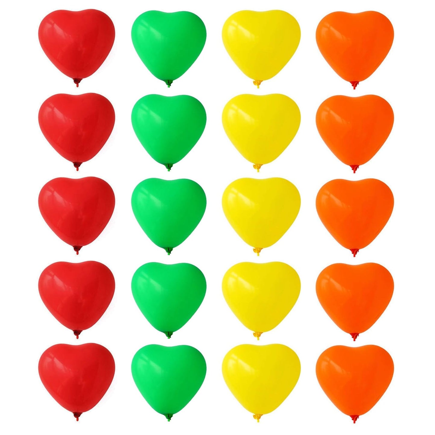 Heart Shaped Rainbow Latex Balloons (20 Pcs Set)