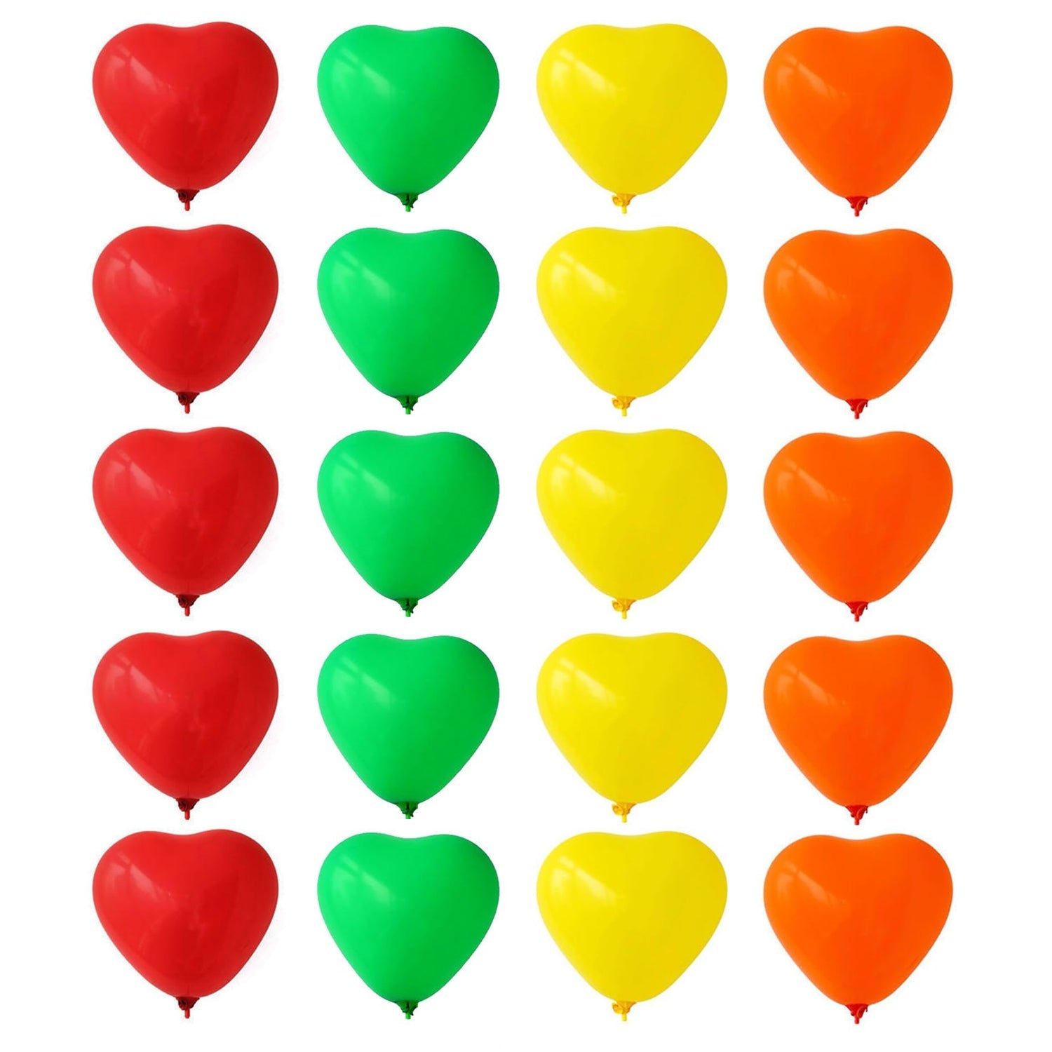 Heart Shaped Rainbow Latex Balloons (20 Pcs Set)