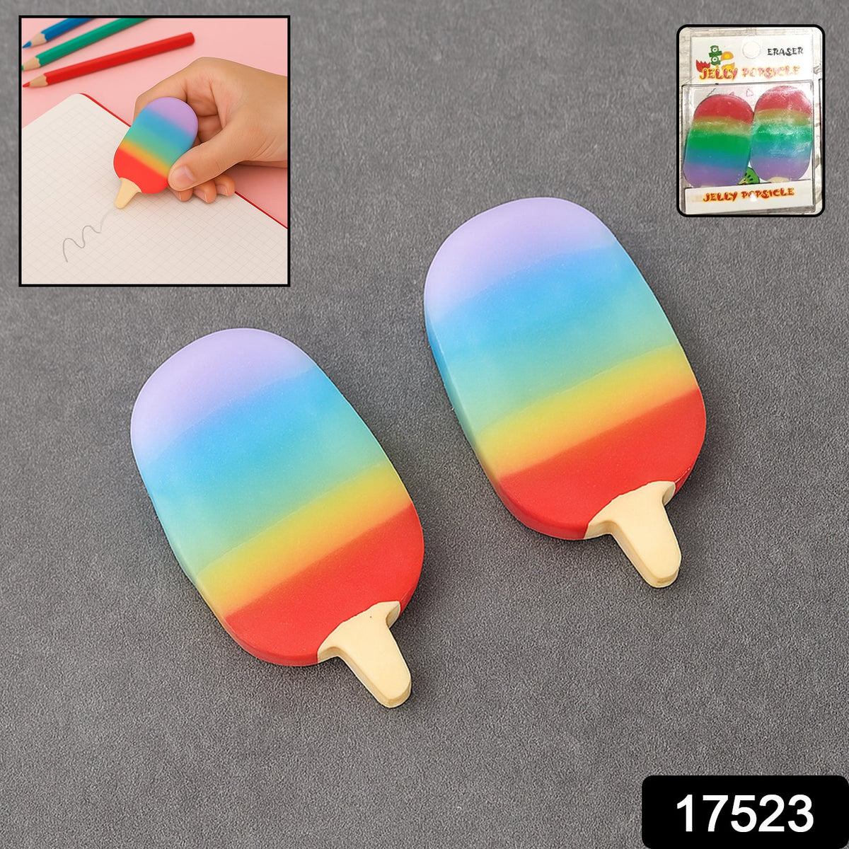 Jelly Popsicle 3D Eraser Set – 2 Pcs