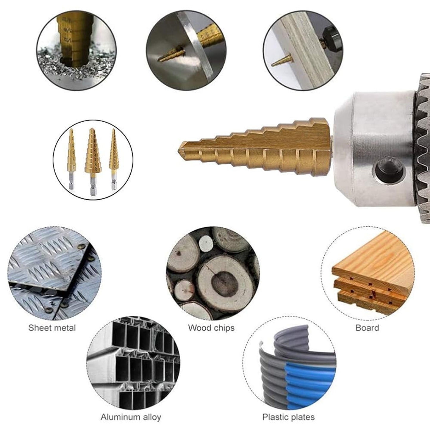 Titanium Step Drill Bit Set