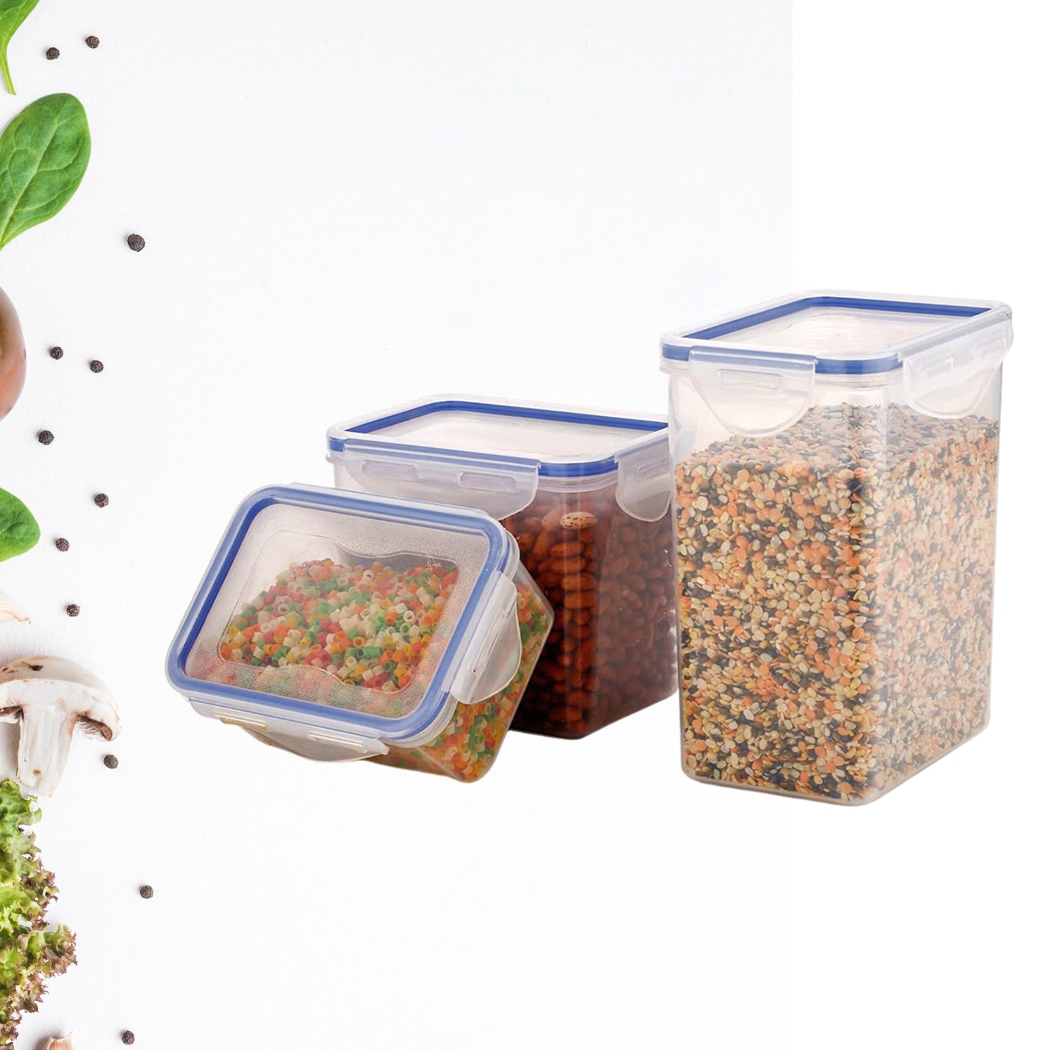 Rectangular Plastic Food Storage (Set Of 3 )