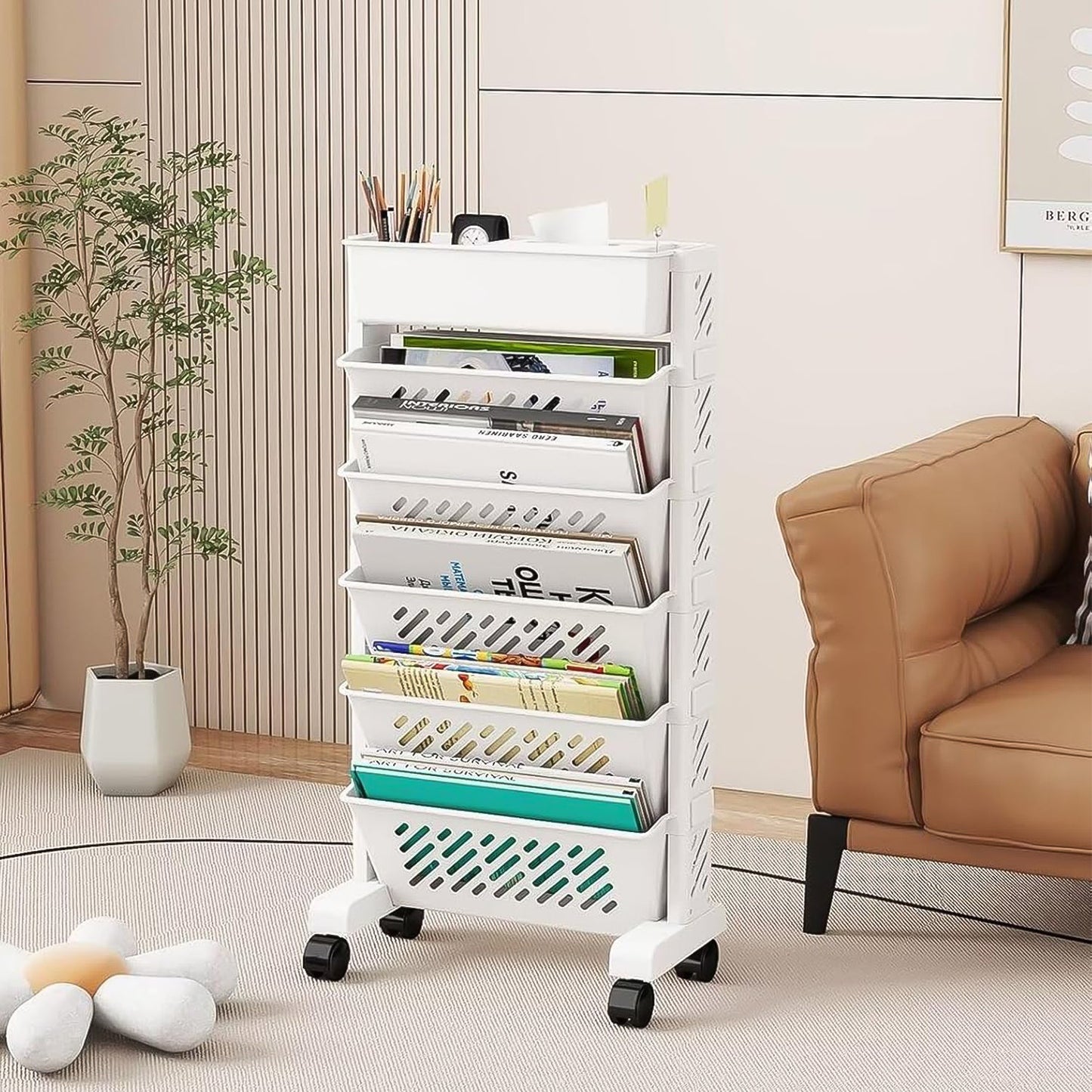 Rotating Mobile Bookshelf Organizer