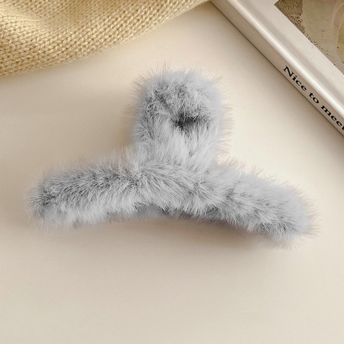 Large Plush Hair Claw Clip