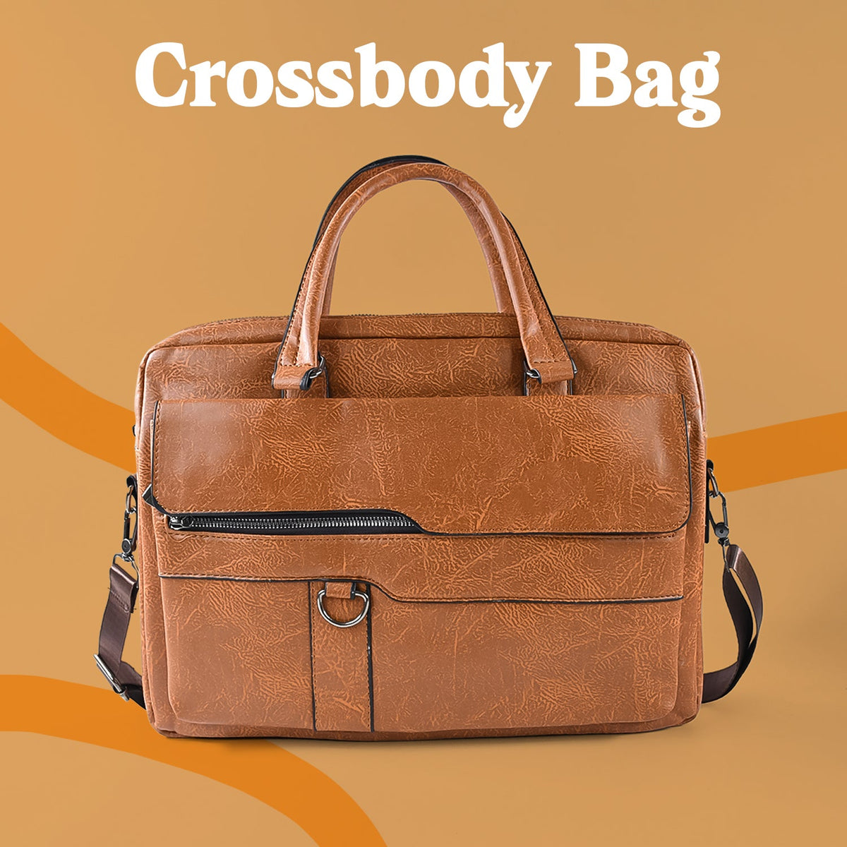 Faux Leather Messenger Briefcase