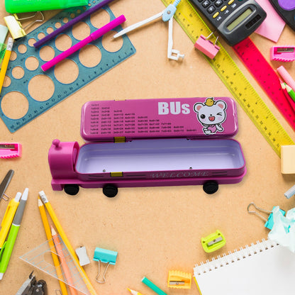 Metal Bus Compass Pencil Box