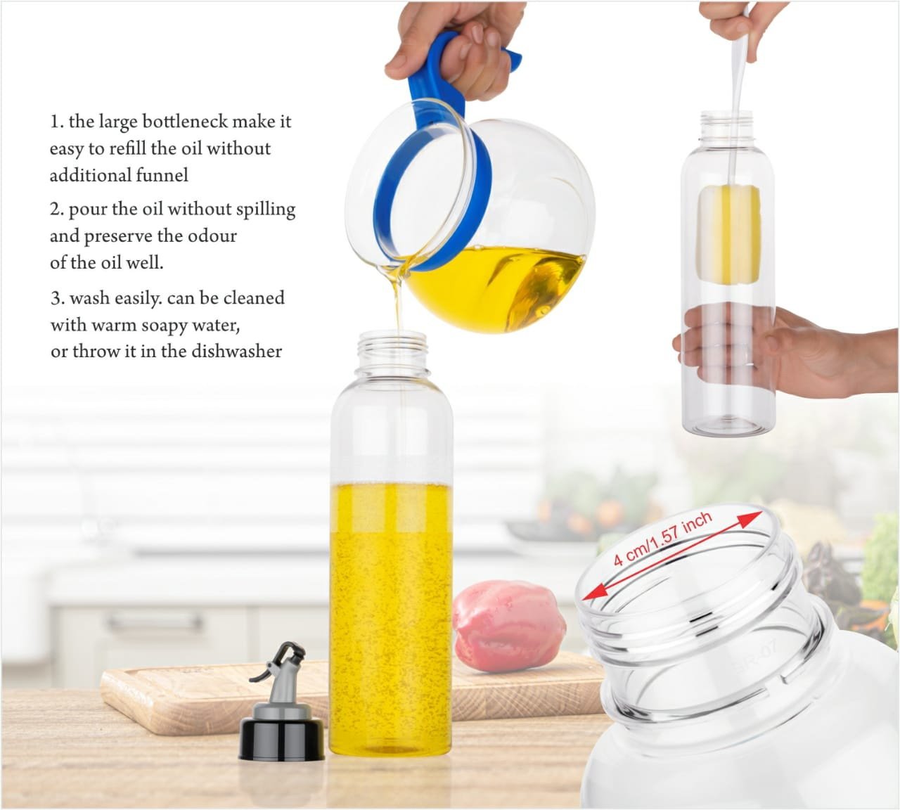 1L Oil Dispenser with Drip-Free Spout
